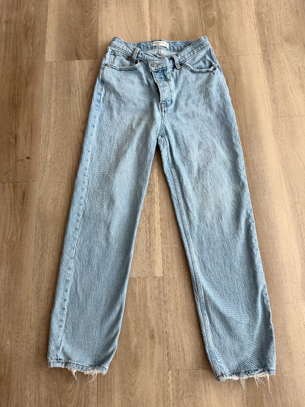 Abercrombie The Dad High Rise Jeans 26 2 Short Crossover Waist Light Wash